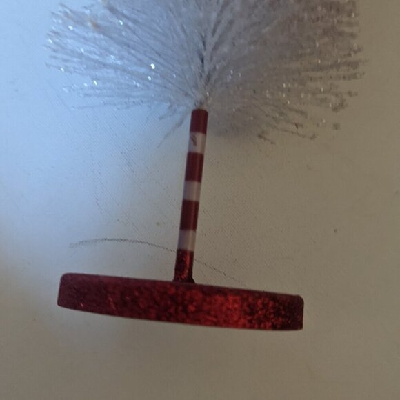 HTF Peppermint Stripe Glitter Snow Sisal Tree Michaels Xmas Mini Village Holiday - Picture 9 of 10